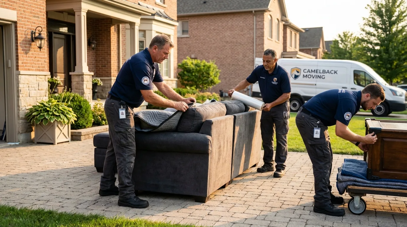 Large estate moving crew wrapping furniture in Colorado City, TX
