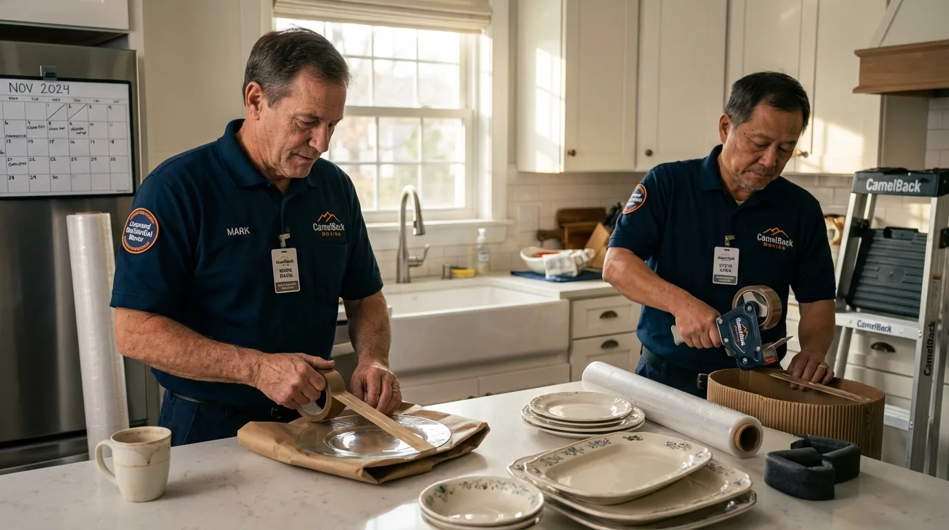 Professional crew packing kitchen dishware in Colorado City, TX